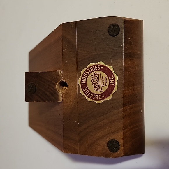 VINTAGE  DECATUR INDUSTRIES INC. GENUINE  WALNUT DECO DOUBLE SMOKING PIPE STAND - Picture 5 of 7